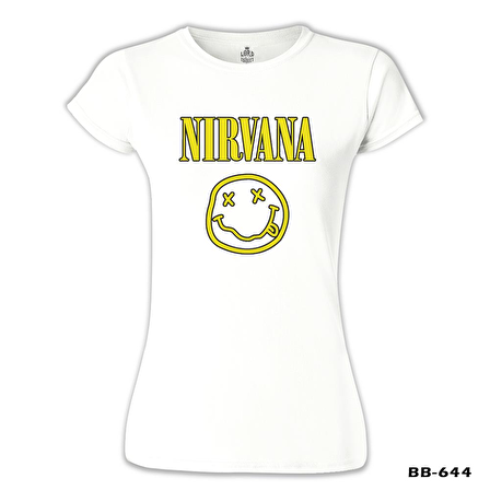 Nirvana - Logo 2  Beyaz Bayan Tshirt